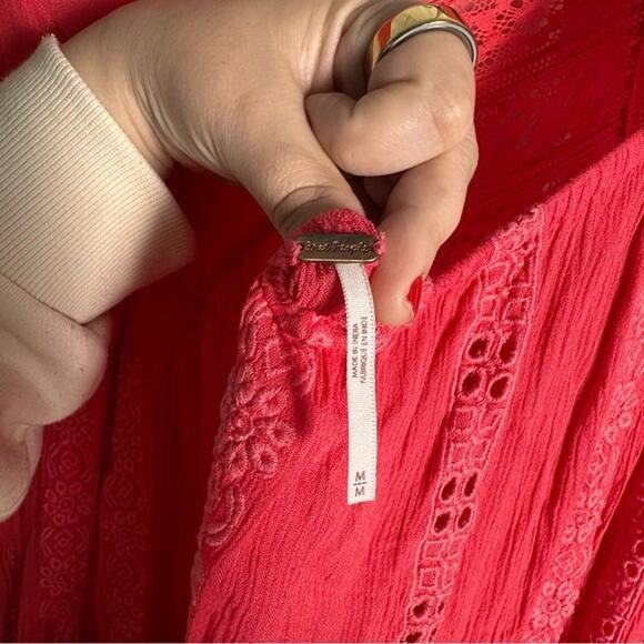 Free People (M) ‘Sweetest Dream’ Tunic Dress - Pink Embroidered Bohemian Top - Picture 7 of 8